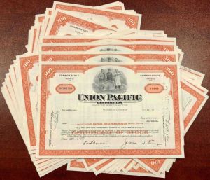 50 Pieces of Union Pacific Corporation - 50 Stock Certificates dated 1970's-80's! - Extremely Historic