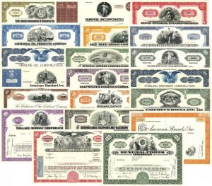 200 Piece Group of Engraved Stock Certificates - 200 Items in One Lot
