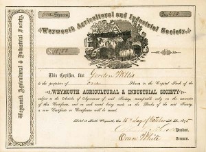 Weymouth Agricultural and Industrial Society - Stock Certificate