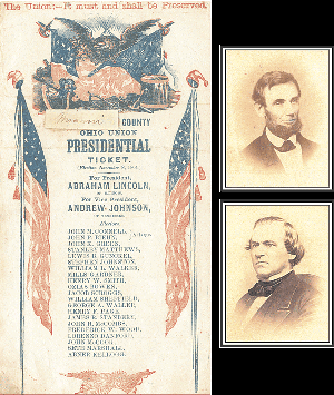 Abraham Lincoln - Andrew Johnson Miami County Ohio Union Presidential Ballot