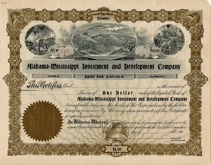 Alabama=Mississippi Investment and Development Co. - Stock Certificate