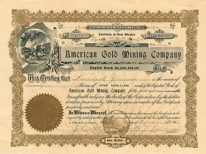 American Gold Mining Co. - Stock Certificate