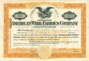 American Wire Fabrics Co. - Stock Certificate