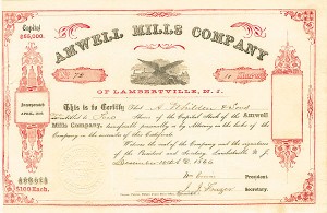 Amwell Mills Co. - Stock Certificate