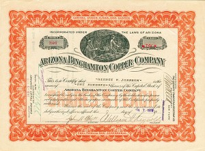 Arizona Binghamton Copper Co. - Stock Certificate (Uncanceled)