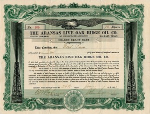 Aransas Live Oak Ridge Oil Co. - Stock Certificate