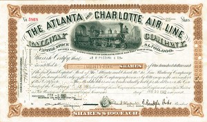 Atlanta and Charlotte Air Line Railway Co. - Stock Certificate