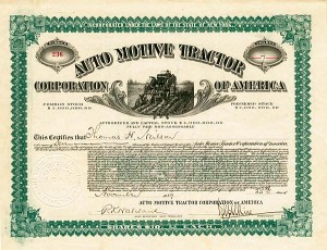 Auto Motive Tractor Corporation of America - Stock Certificate