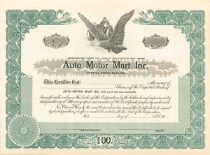 Auto Motor Mart, Inc. - Stock Certificate