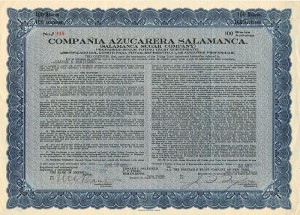 Compania Azucarera Salamanca - Cuba Stock Certificate