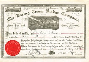 Baring Cross Bridge Co. - Stock Certificate