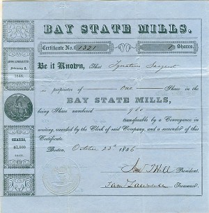 Bay State Mills - Stock Certificate