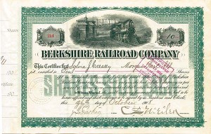 Charles Sanger Mellen - Berkshire Railroad Co. - Stock Certificate