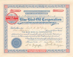 Blue Bird Oil Corp - Stock Certificate