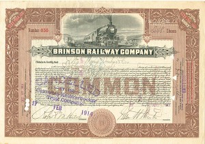 Brinson Railway Co. - Stock Certificate