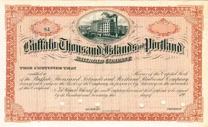 Buffalo Thousand Island and Portland Railroad - Stock Certificate