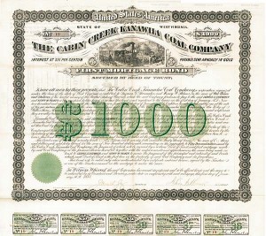 Cabin Creek Kanawha Coal Co. - $1000 Bond