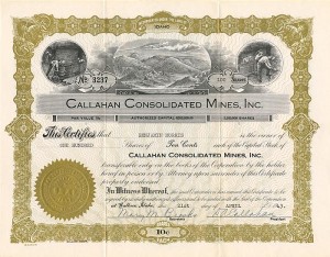 Callahan Consolidated Mines, Inc. - Stock Certificate