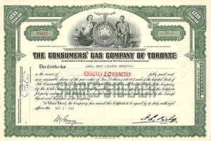 Consumers' Gas Co. of Toronto - Stock Certificate