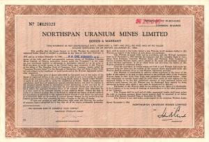 Northspan Uranium Mines Limited - Stock Certificate