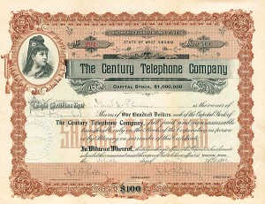 Century Telephone Co. - Stock Certificate