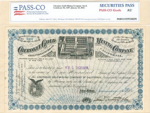 Cherokee Gold Mining Co. - Stock Certificate