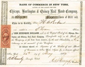 Chicago, Burlington and Quincy Railroad - Stock Certificate
