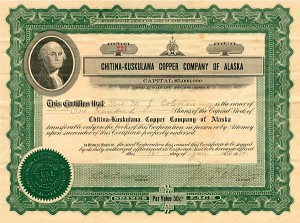 Chitina-Kuskulana Copper Co. of Alaska - Stock Certificate