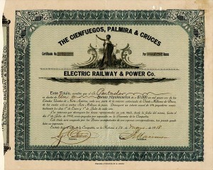 Cienfuegos, Palmira and Cruces Electric Railway and Power Co. - 1,000 Gold Pesos Uncanceled Cuba Bond