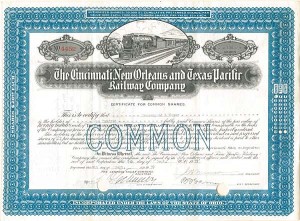 Cincinnati, New Orleans and Texas Pacific Railway Co. - Stock Certificate