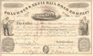 Columbus and Xenia Railroad - Stock Certificate