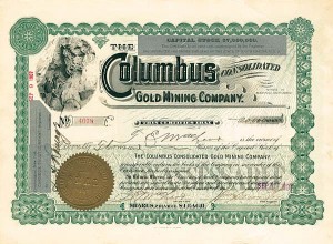 Columbus Consolidated Gold Mining Co. - Stock Certificate