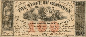 State of Georgia - Milledgeville, Georgia - Obsolete Banknote - Currency