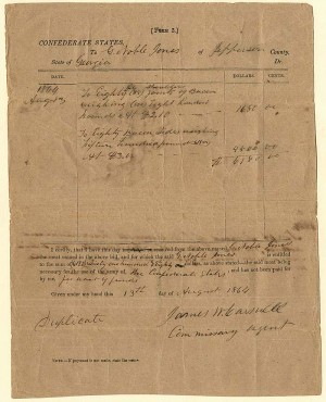 Receipt for Bacon for the army of the Confederate States