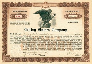 Delling Motors Co. - Stock Certificate