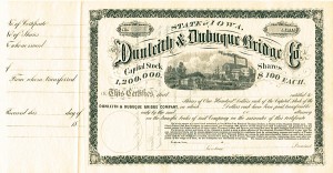 Dunleith and Dubuque Bridge Co - Stock Certificate