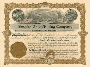 Empire Gold Mining Co. - Stock Certificate