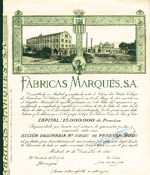 Fabricas Marques, S. A. - Stock Certificate