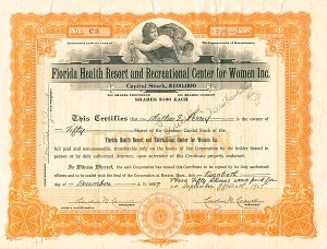 Florida Health Resort and Recreational Center for Women, Inc - Stock Certificate