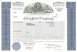 Ford Motor Co. - Rare Type Stock Certificate