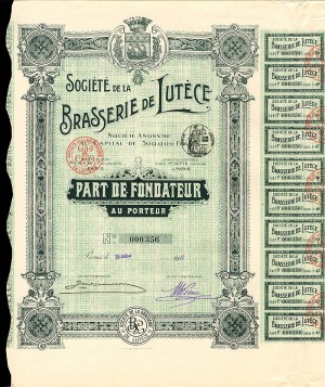 Societe De La Brasserie De Lutece - 300,000 Francs