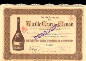 Societe Anonyme de la Vieille Cure de Cenon - Stock Certificate