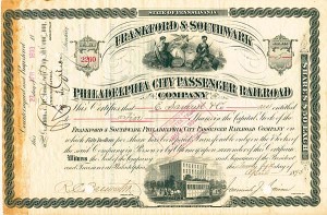 Frankford and Southwark Philadelphia City Passenger Railroad - Stock Certificate