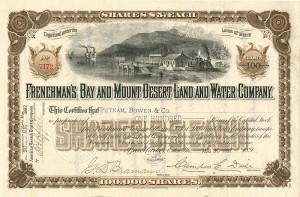 Frenchman's Bay and Mount Desert Land and Water Co. - Stock Certificate
