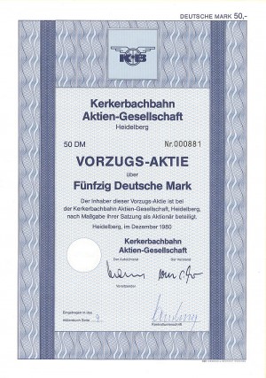 Kerkerbachbahn Aktien-Gesellschaft - Stock Certificate
