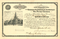 German Evangelical Lutheran St. Petri Church $10 Bond