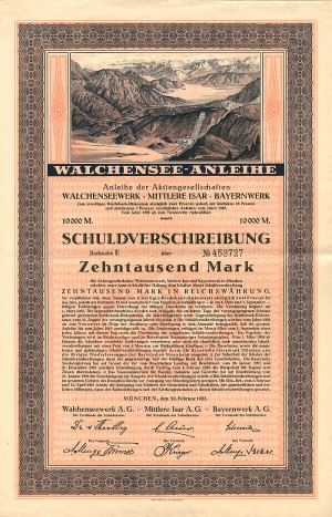 Walchensee-Anleihe - 10,000 or 20,000 Mark Bond
