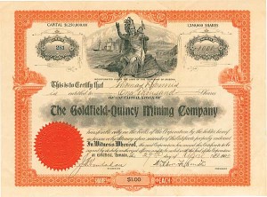 Goldfield-Quincy Mining Co. - Stock Certificate