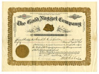 Gold Nugget Co.  - Stock Certificate