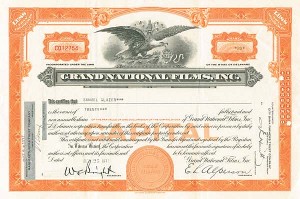 Grand National Films, Inc - Stock Certificate